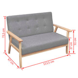 Sofa Set 2 Pieces Fabric Light Grey - Extra Image