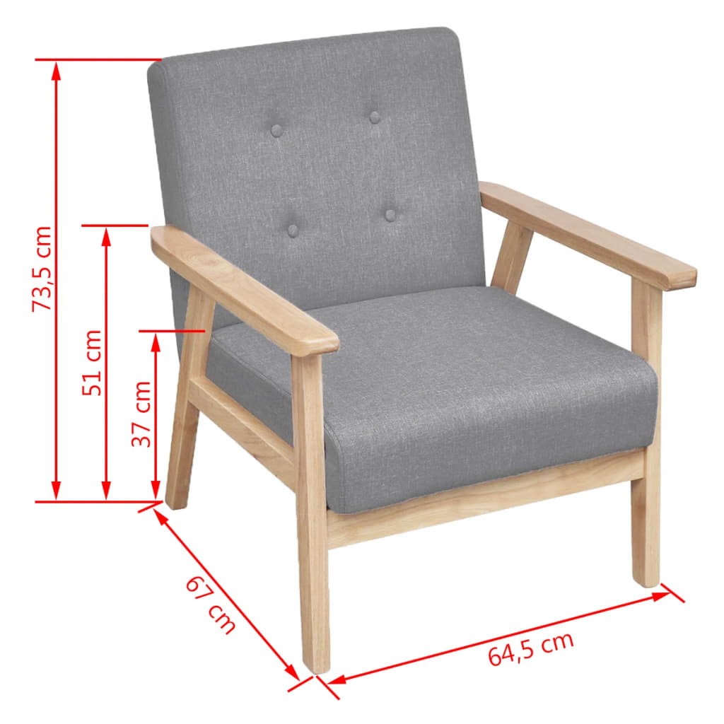 Sofa Set 2 Pieces Fabric Light Grey