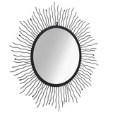 Wall Mirror Sunburst 80 cm Black - Front View