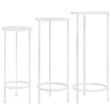 Plant Stand Set 3 Pieces Vintage Style Metal Antique White