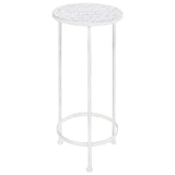 Plant Stand Set 3 Pieces Vintage Style Metal Antique White - Front View