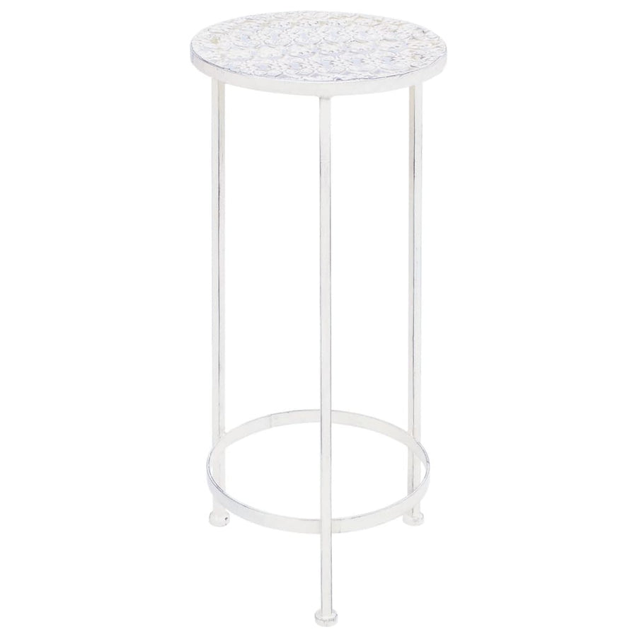 Plant Stand Set 3 Pieces Vintage Style Metal Antique White