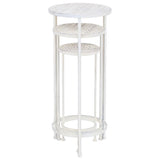Plant Stand Set 3 Pieces Vintage Style Metal Antique White - 45-Degree Angle