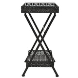 Folding Tea Table Vintage Style Metal 58x35x72 cm Black - Side View