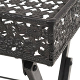 Folding Tea Table Vintage Style Metal 58x35x72 cm Black - 45-Degree Angle