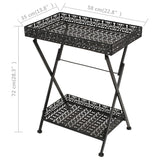 Folding Tea Table Vintage Style Metal 58x35x72 cm Black - Extra Image