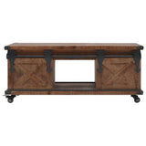 Coffee Table Solid Fir Wood 91x51x38 cm Brown - Front View