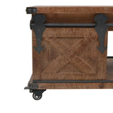 Coffee Table Solid Fir Wood 91x51x38 cm Brown - Close-Up Angle