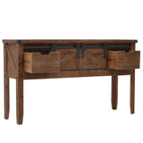 Console Table Solid Fir Wood 131x35.5x75 cm Brown - Top-Down View