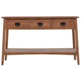 Console Table Solid Fir Wood 126x40x77.5 cm Brown - Front View