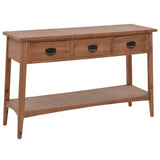 Console Table Solid Fir Wood 126x40x77.5 cm Brown - Top-Down View