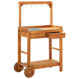 Garden Kitchen Trolley Solid Wood Acacia 92x43.5x141.5 cm - Front View