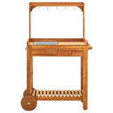 Garden Kitchen Trolley Solid Wood Acacia 92x43.5x141.5 cm - Side View