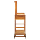 Garden Kitchen Trolley Solid Wood Acacia 92x43.5x141.5 cm - Top-Down View