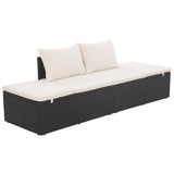 Garden Bed Black 195x60 cm Poly Rattan - Front View