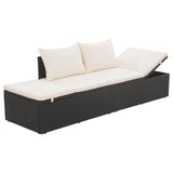 Garden Bed Black 195x60 cm Poly Rattan - 45-Degree Angle