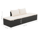 Garden Bed Black 195x60 cm Poly Rattan - Low Angle
