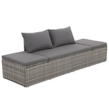 Garden Bed Grey 195x60 cm Poly Rattan - Front View
