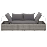 Garden Bed Grey 195x60 cm Poly Rattan - Rear View