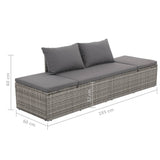 Garden Bed Grey 195x60 cm Poly Rattan - Low Angle