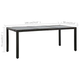 9 Piece Outdoor Dining Set Poly Rattan Black - Close-Up Angle