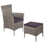 Outdoor Chair and Stool with Cushions Poly Rattan Grey
