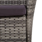 Outdoor Chair and Stool with Cushions Poly Rattan Grey - Side View
