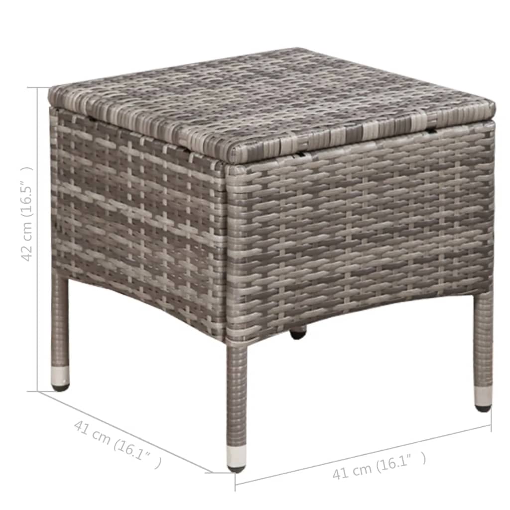 Outdoor Chair and Stool with Cushions Poly Rattan Grey