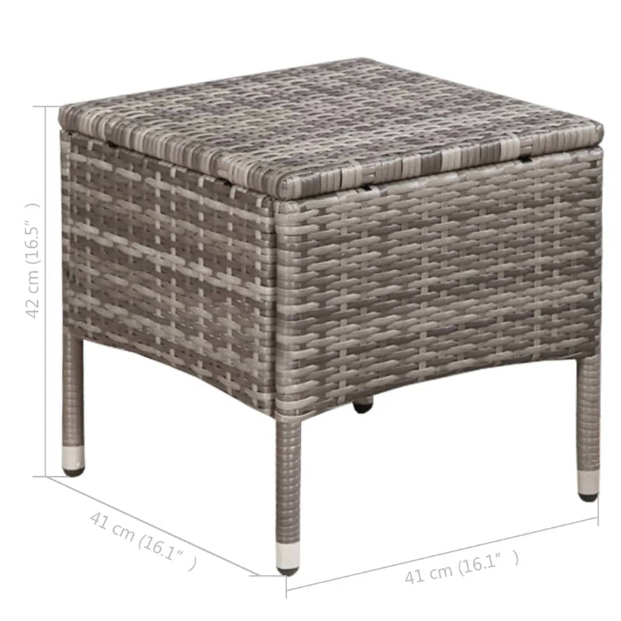 Outdoor Chair and Stool with Cushions Poly Rattan Grey