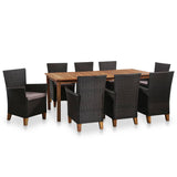 9 Piece Outdoor Dining Set Poly Rattan Brown and Grey
