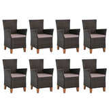 9 Piece Outdoor Dining Set Poly Rattan Brown and Grey - Front View
