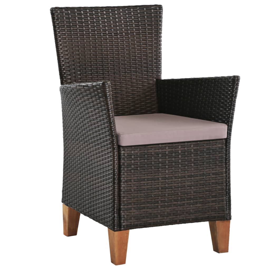 9 Piece Outdoor Dining Set Poly Rattan Brown and Grey