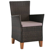 9 Piece Outdoor Dining Set Poly Rattan Brown and Grey