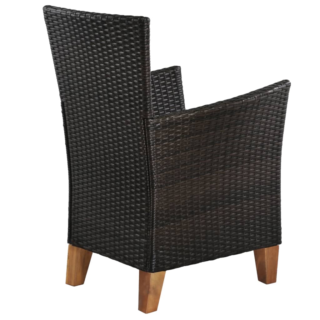 Outdoor Chairs with Cushions 2 pcs Poly Rattan Brown