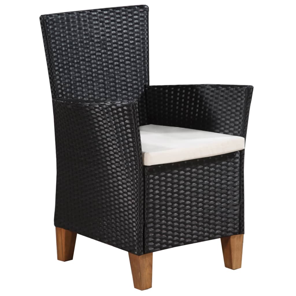 7 Piece Outdoor Dining Set Poly Rattan Black and Brown