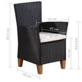 7 Piece Outdoor Dining Set Poly Rattan Black and Brown