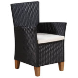 9 Piece Outdoor Dining Set Poly Rattan Black and Brown