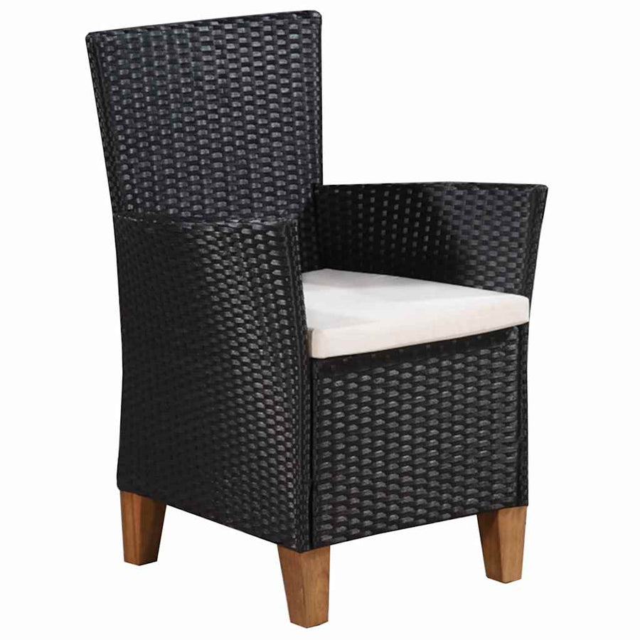9 Piece Outdoor Dining Set Poly Rattan Black and Brown