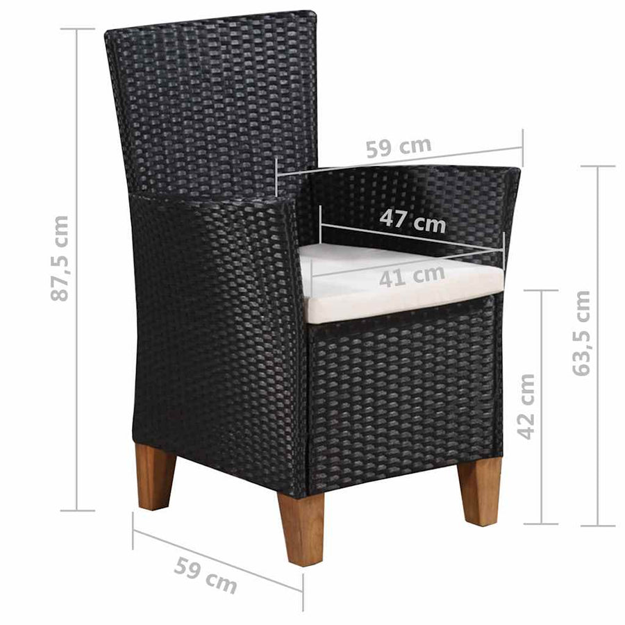 9 Piece Outdoor Dining Set Poly Rattan Black and Brown