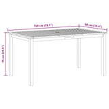 Garden Table 150x90x74 cm Solid Acacia Wood - Extra Image