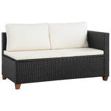 4 Piece Garden Lounge Set with Cushions Poly Rattan Black - Front View