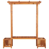 Garden Pergola with Bench and Planter Solid Acacia Wood - Front View