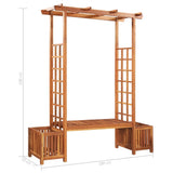 Garden Pergola with Bench and Planter Solid Acacia Wood - 45-Degree Angle