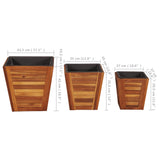 Garden Raised Bed Set 3 Pieces Square Solid Acacia Wood - Close-Up Angle