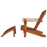 Garden Adirondack Chair with Footrest Solid Acacia Wood - Rear View