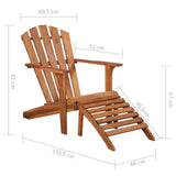 Garden Adirondack Chair with Footrest Solid Acacia Wood - Low Angle