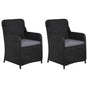 Outdoor Chairs with Cushions 2 pcs Poly Rattan Black