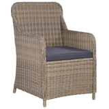 Outdoor Chairs with Cushions 2 pcs Poly Rattan Brown - Front View
