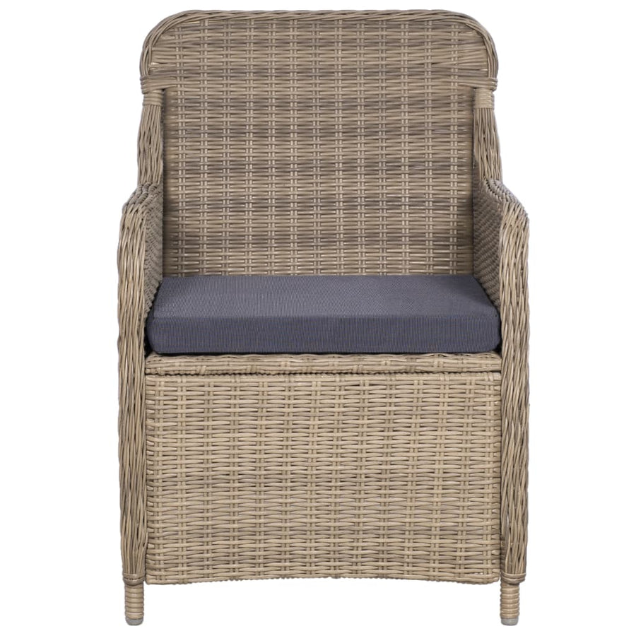 Outdoor Chairs with Cushions 2 pcs Poly Rattan Brown