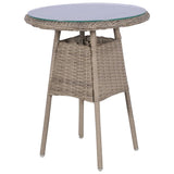3 Piece Bistro Set with Cushions Poly Rattan Brown - Side View